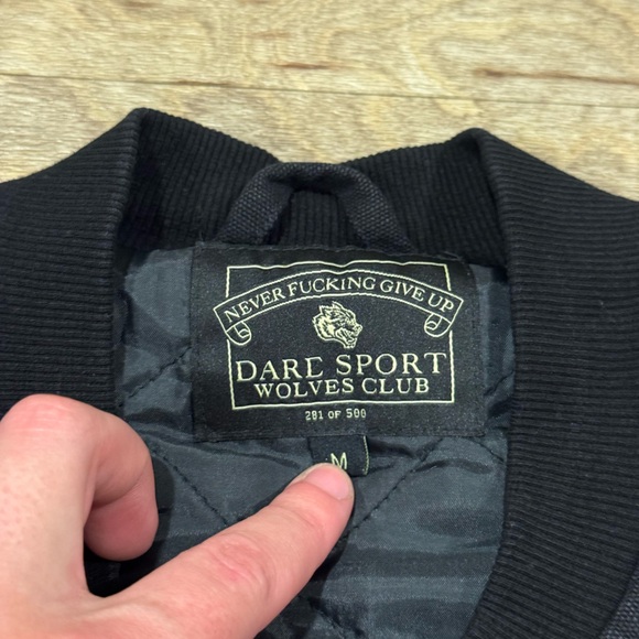 Darc Sport Wolves Club Black Denim Cotton Quilted Full Zip Vest Size Large - Picture 4 of 6